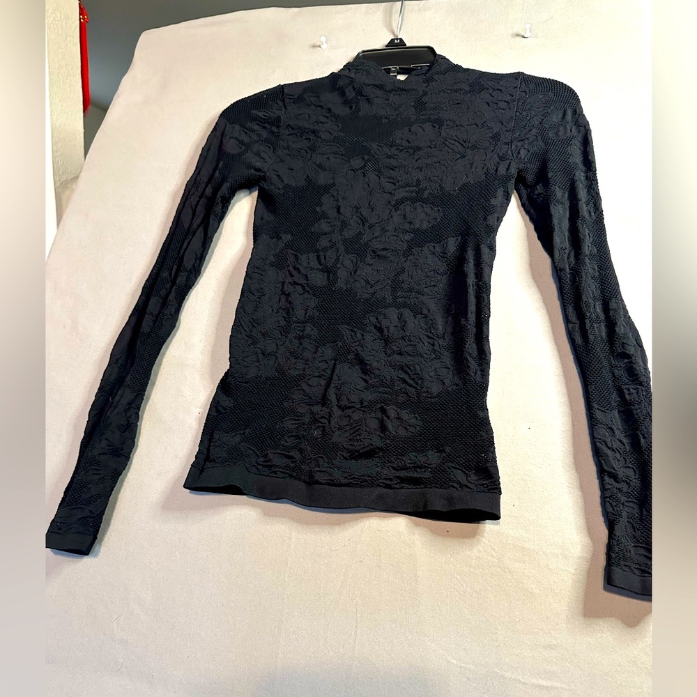 Black mesh see through with floral design very stretchy great condition